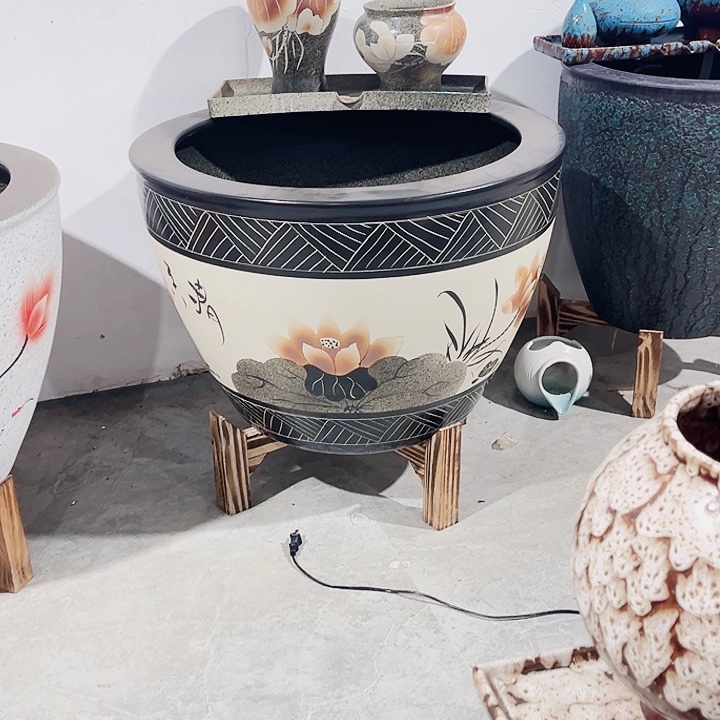 逸***菲景德镇陶瓷鱼缸艺术直径73高度50