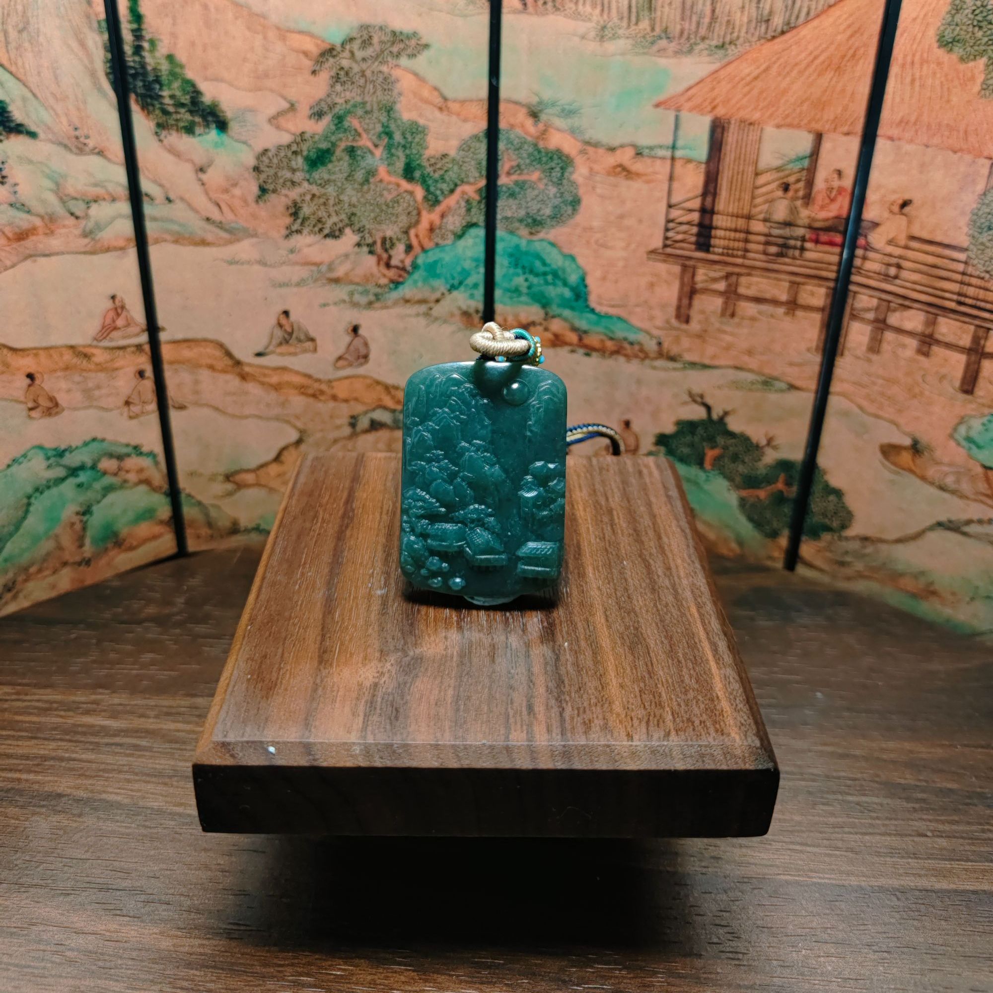 L和田玉山水牌吊坠1616