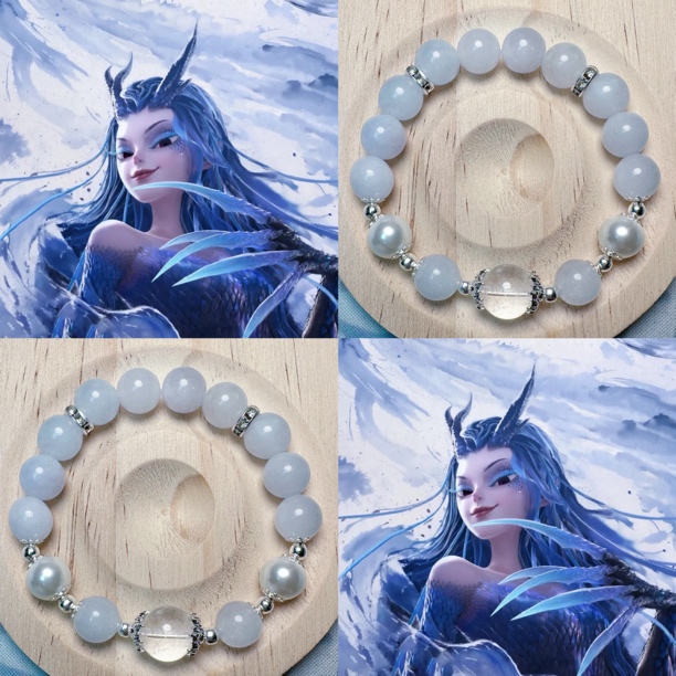 哪吒系列天然玉石水晶手串 敖丙 石矶娘娘 熬闰
