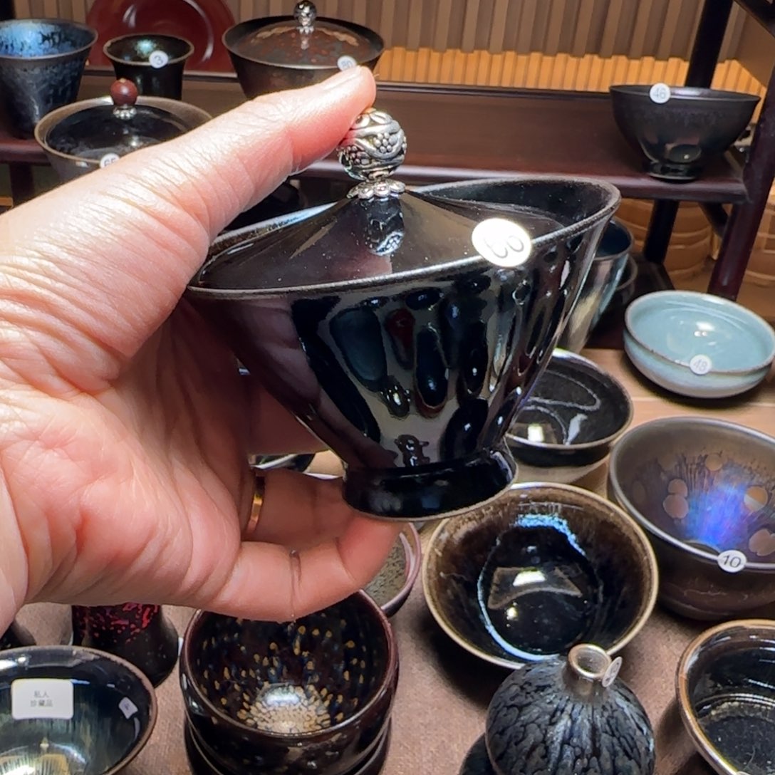 茶盏骑**海66桢姐盖碗尘心五彩斑斓的黑两才盖碗