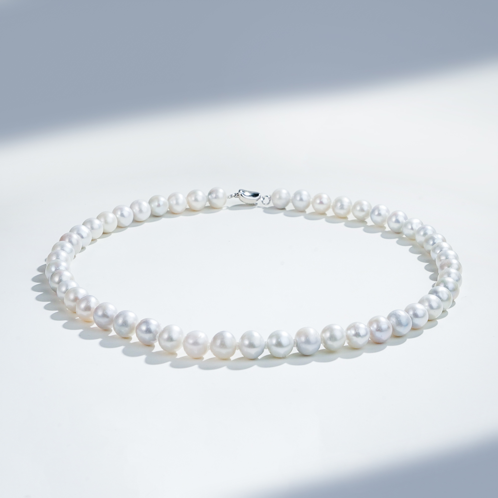9-10mm雨柔A488 银925无核天然淡水珍珠项链45cm