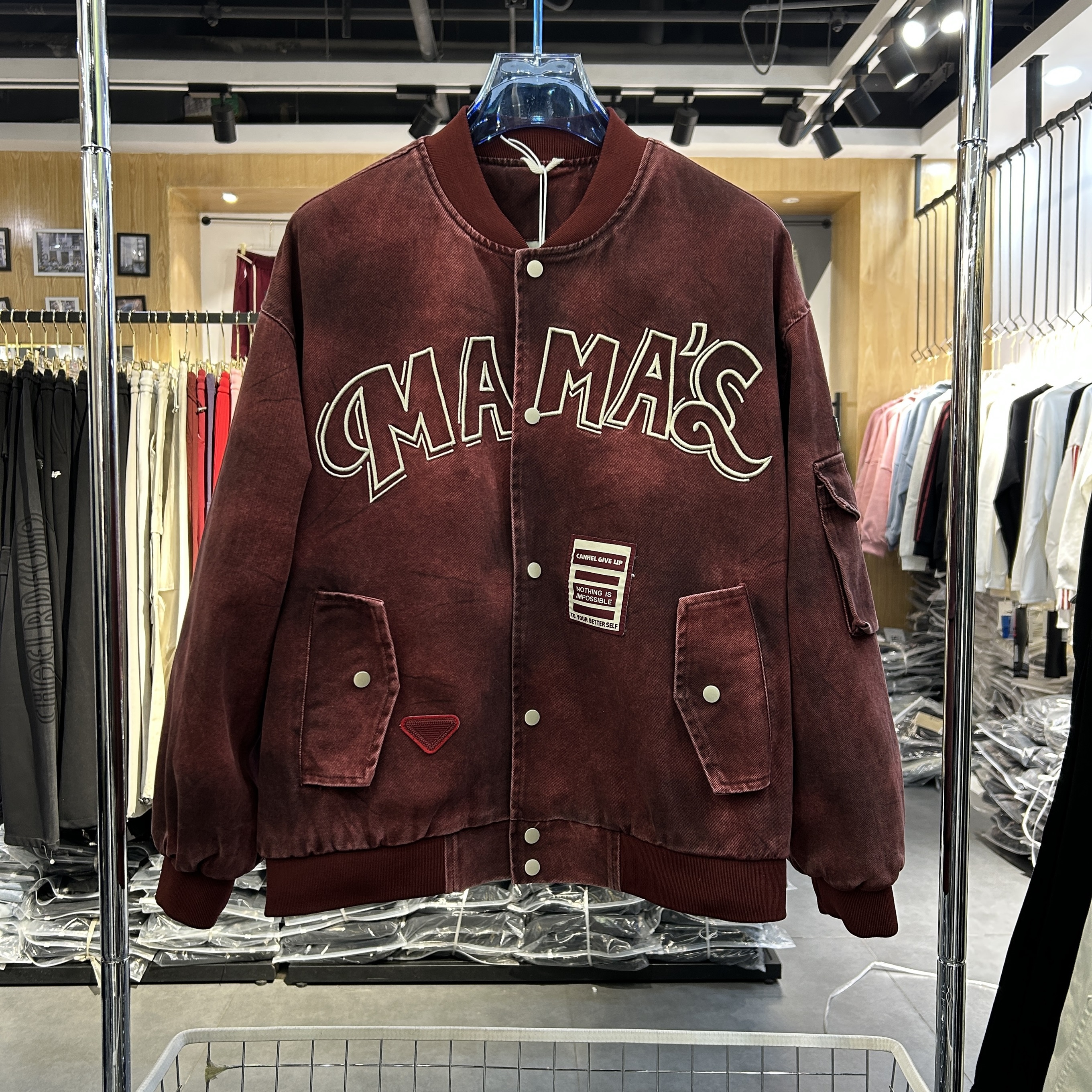 实体~25春季男装新品实拍美式街头潮牌做旧洗水印花夹克81969