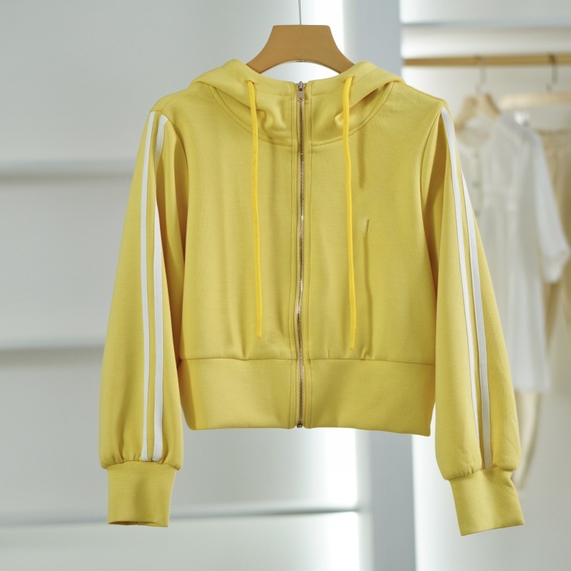 【小黑南油】E341-5  女装时尚休闲连帽卫衣外套黄色22015