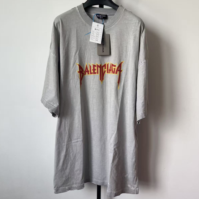 未使用 Balenciaga/巴黎世家 闪电字母图案印花圆领套头短袖01443