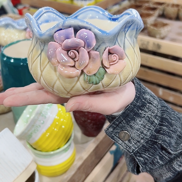 有孔.凑满10元发货多肉陶瓷花盆！