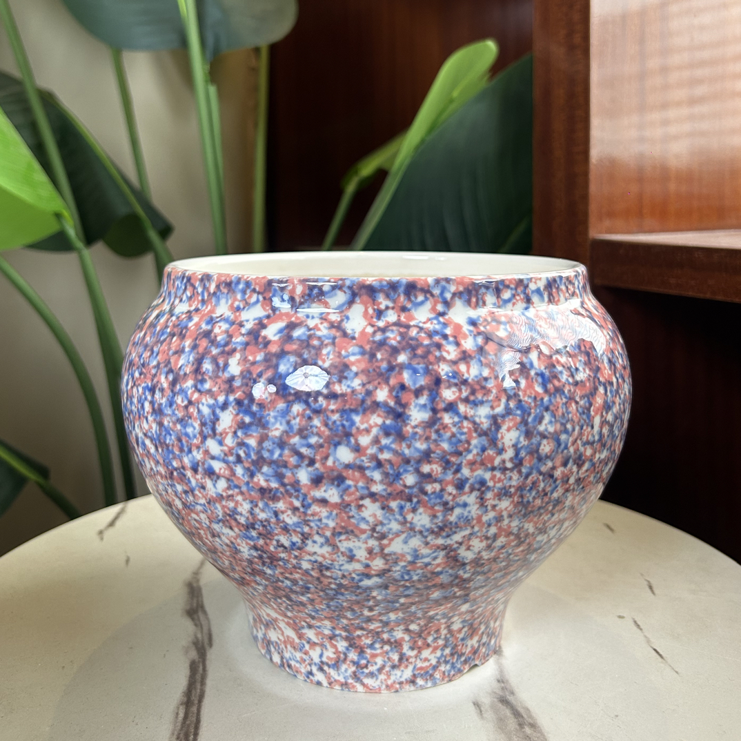 C197口17.5高16.5手工刷彩粉蓝鱼尾花盆适合室内外蝴蝶兰等绿植