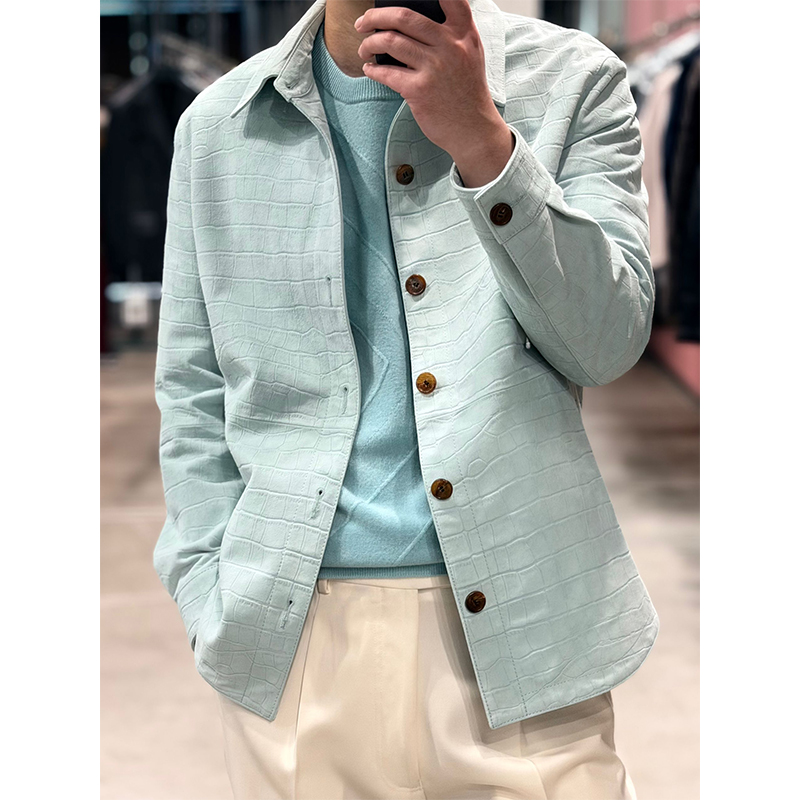 (风尚)十周年特惠“53万爱玛人士版LambSkin磨面鳄鱼纹“小羊皮夹克