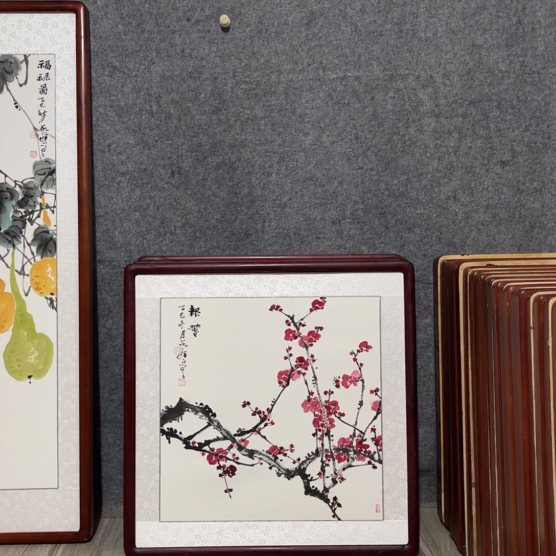 国画书画作品带框63×63