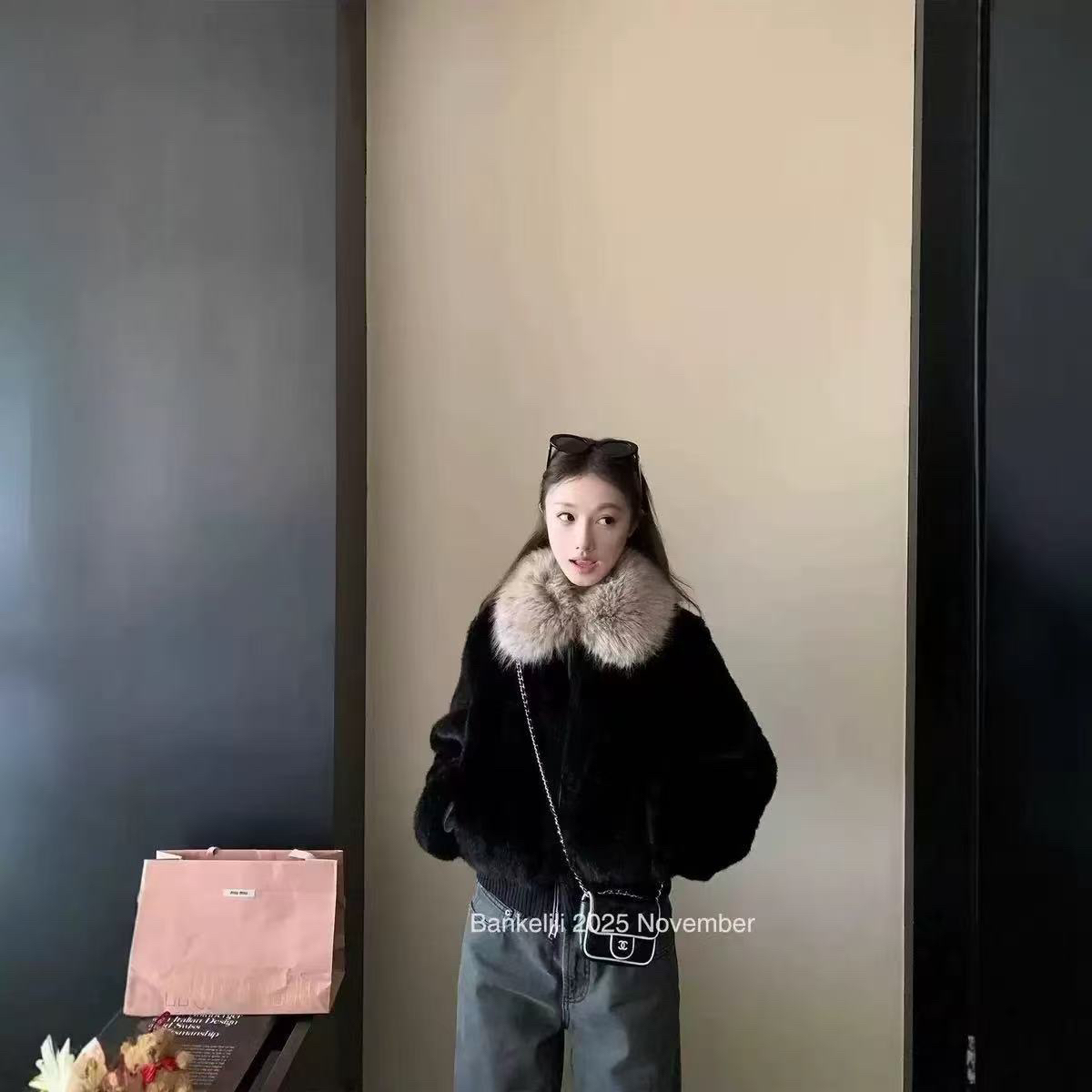 【欧洲站】真毛领羊羔毛羽绒服