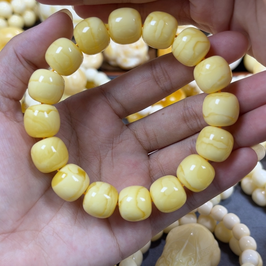 琥珀未镶嵌手串同料老邢手串14mm