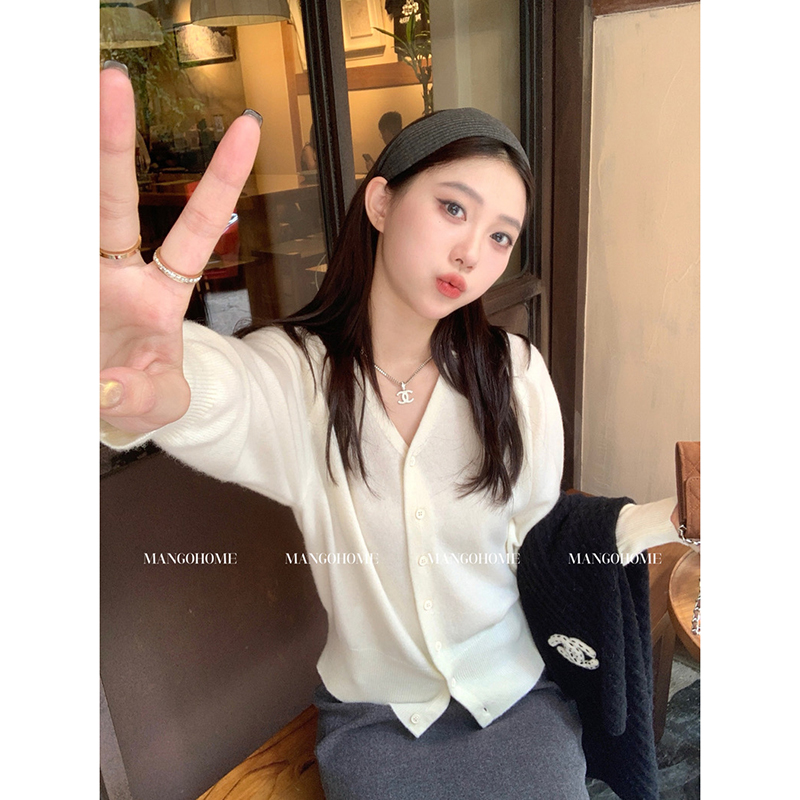 【粉色】开衫外套3614超柔软高品质V领针织毛衣