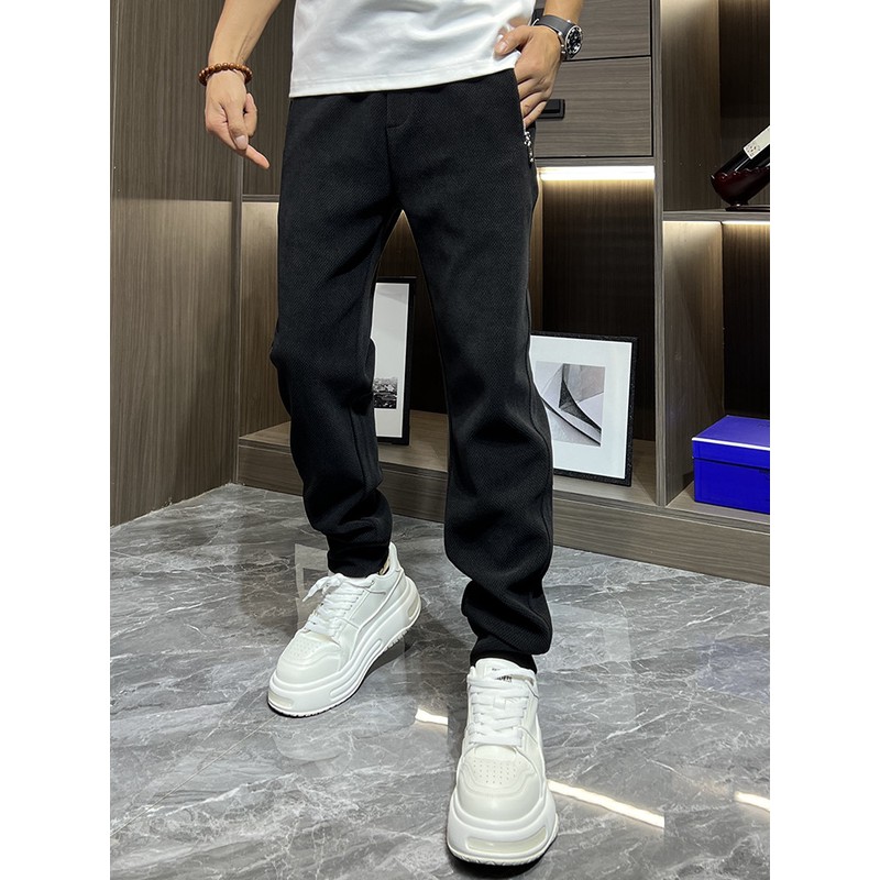 网红潮牌针织休闲裤男士秋季新款潮流百搭运动卫裤束脚弹力哈伦裤