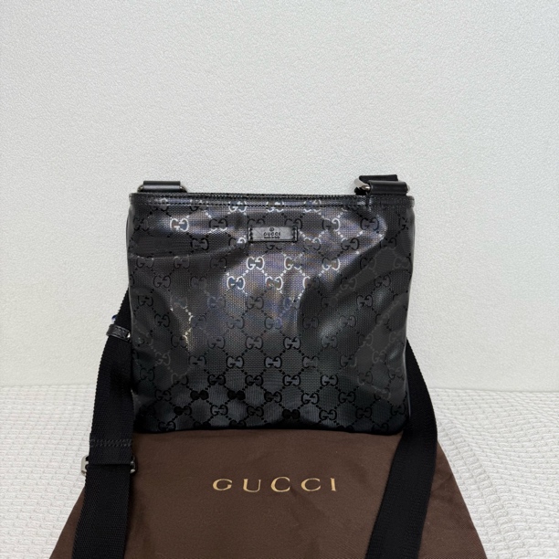 99新 GUCCI/古驰 4738/经典百搭黑色水晶皮小号单肩包