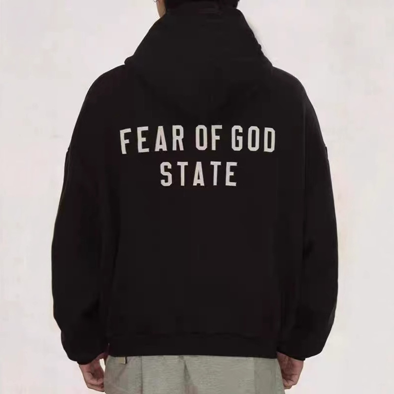 秋冬新款essentials字母刺绣加绒拉链连帽外套卫衣男女情侣上衣