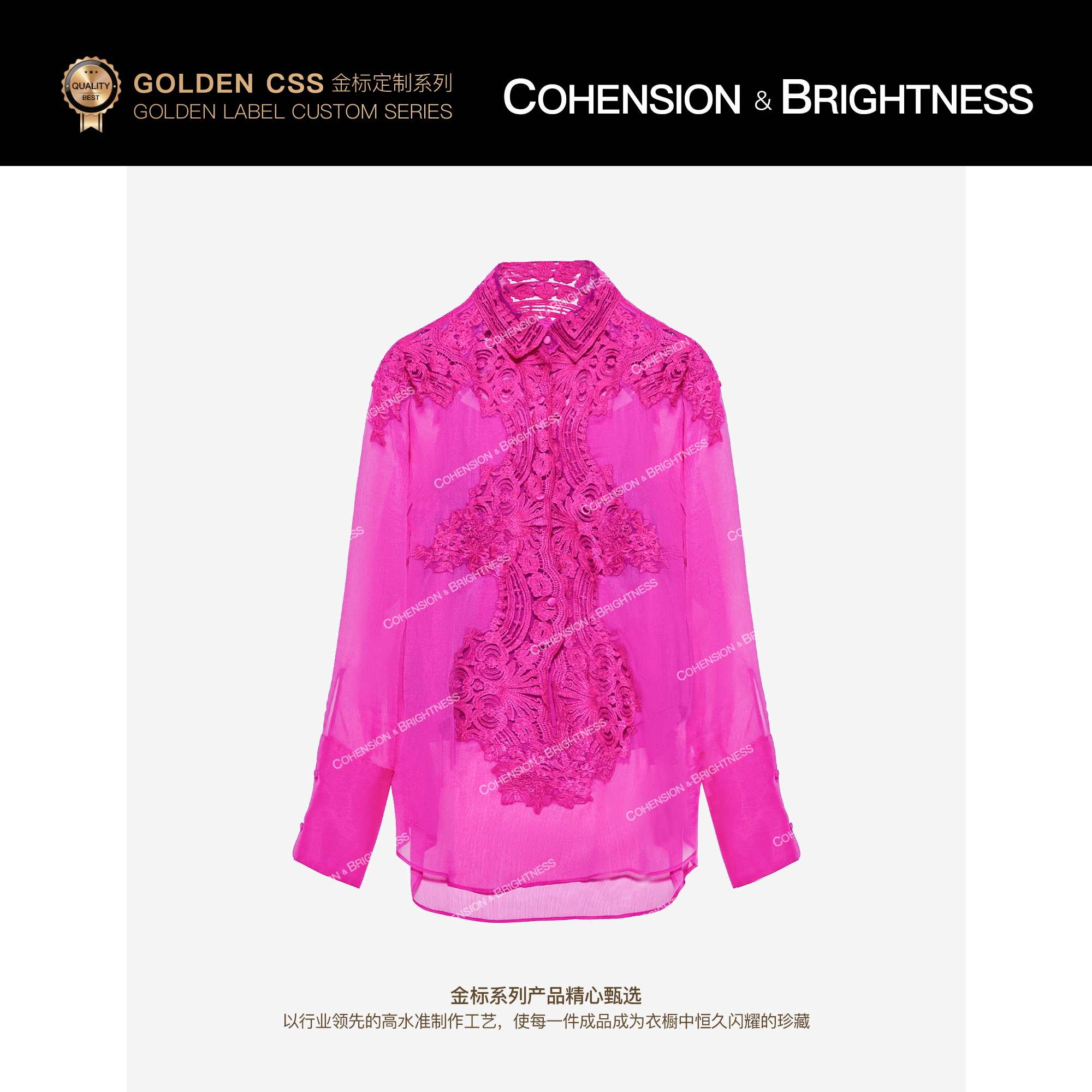 凝慧真的好【烟笼纱】春夏法式重工定位水溶蕾丝桑蚕丝衬衫CQ339