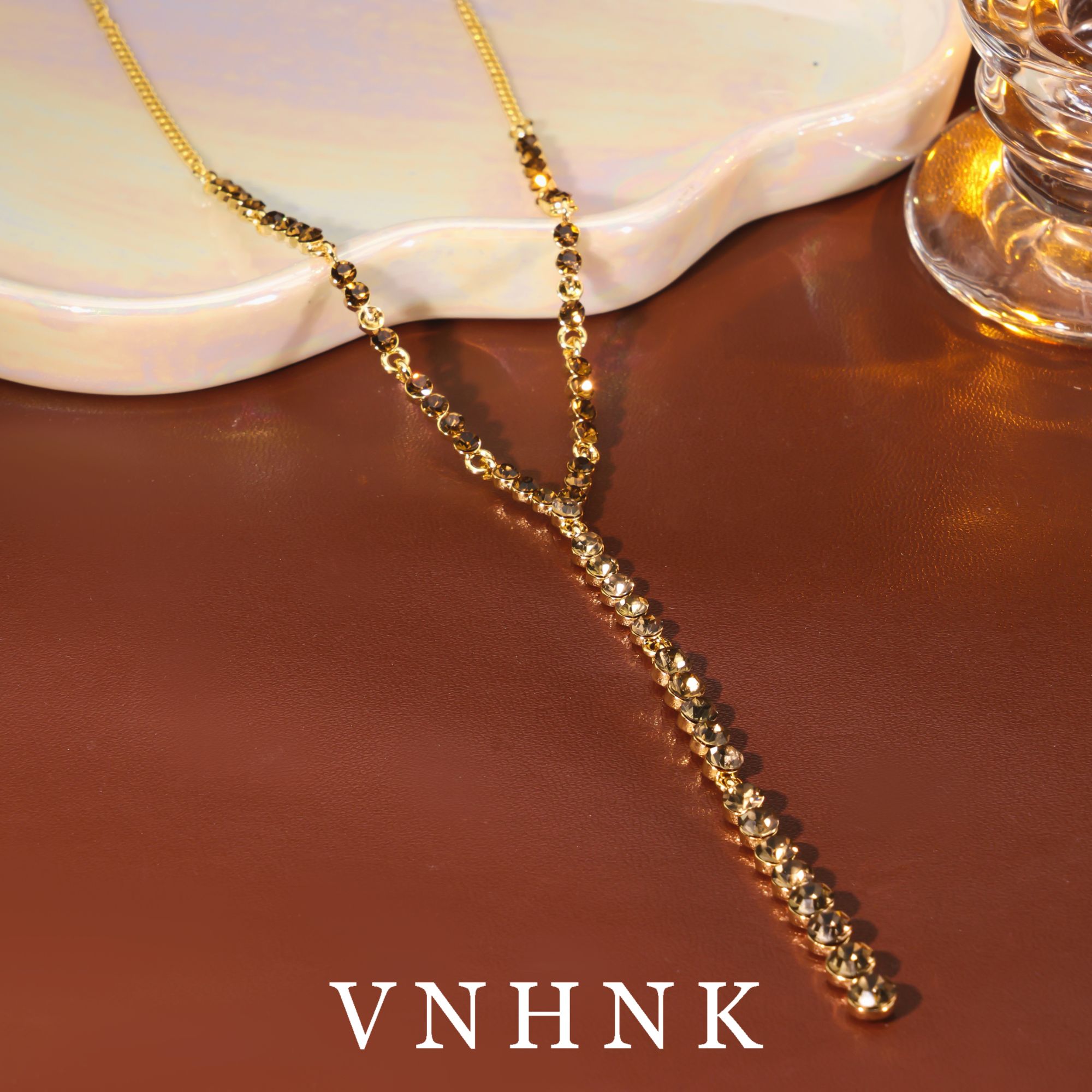 铜合金合成锆石项链 美可儿   E223  咖色（60cm）百搭小众时尚项链