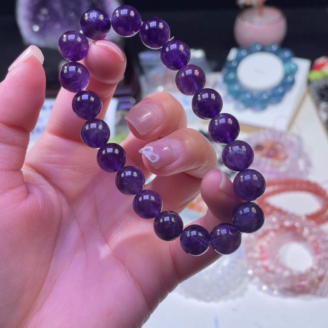 未镶嵌手链水晶乌拉圭浓郁紫水晶9+