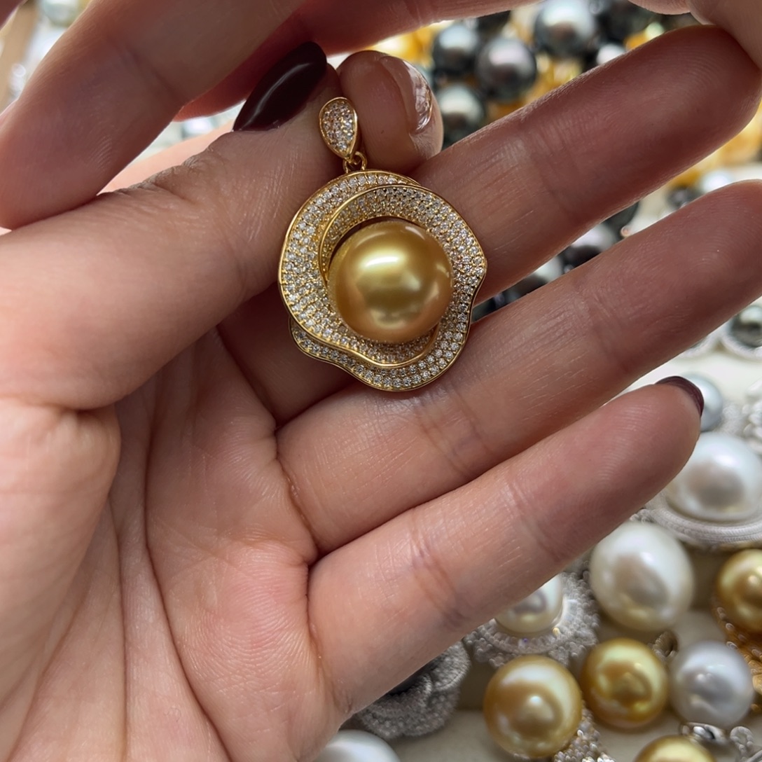 海水珍珠银S925镶嵌吊坠(不含链)