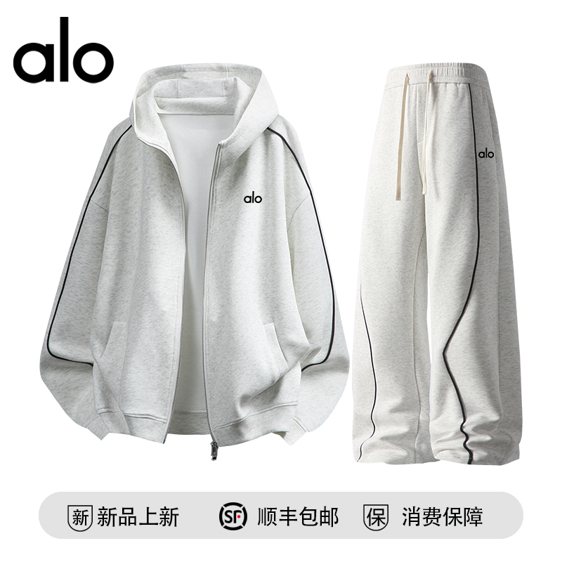 【官方奥特莱斯】品牌折扣 情侣设计感两件套秋季男女休闲运动套装