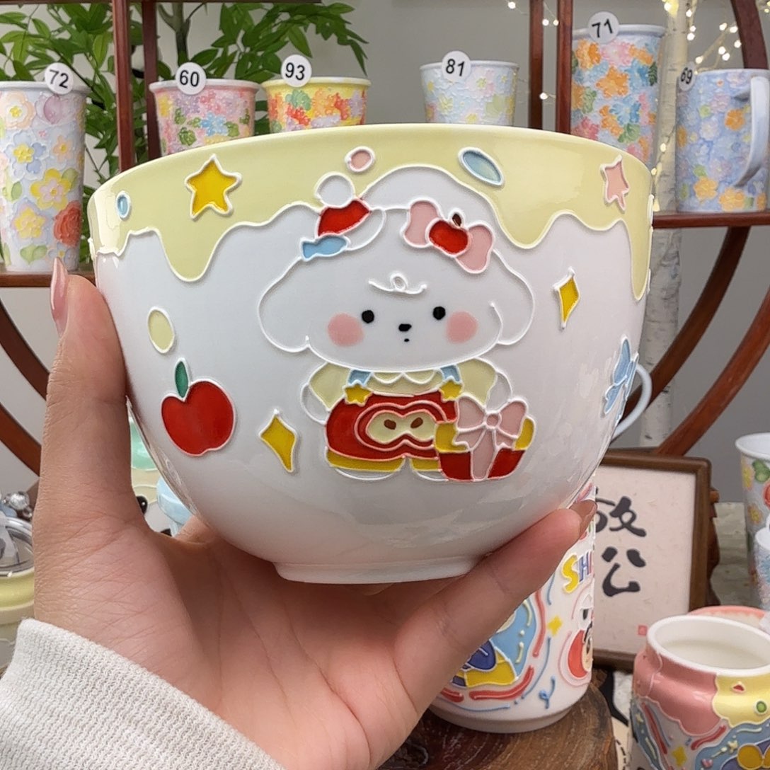 ฅ***ฅ摆件陶景德镇手绘高温釉下彩