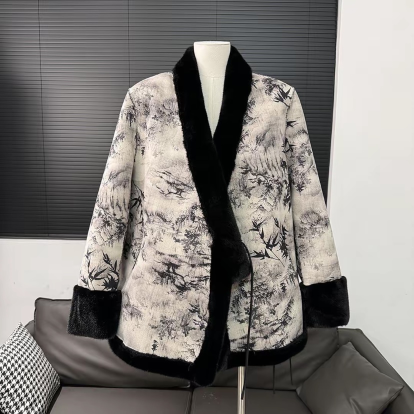 2025冬季新中式国风双面双穿皮毛一体大衣加厚保暖外套上衣新款