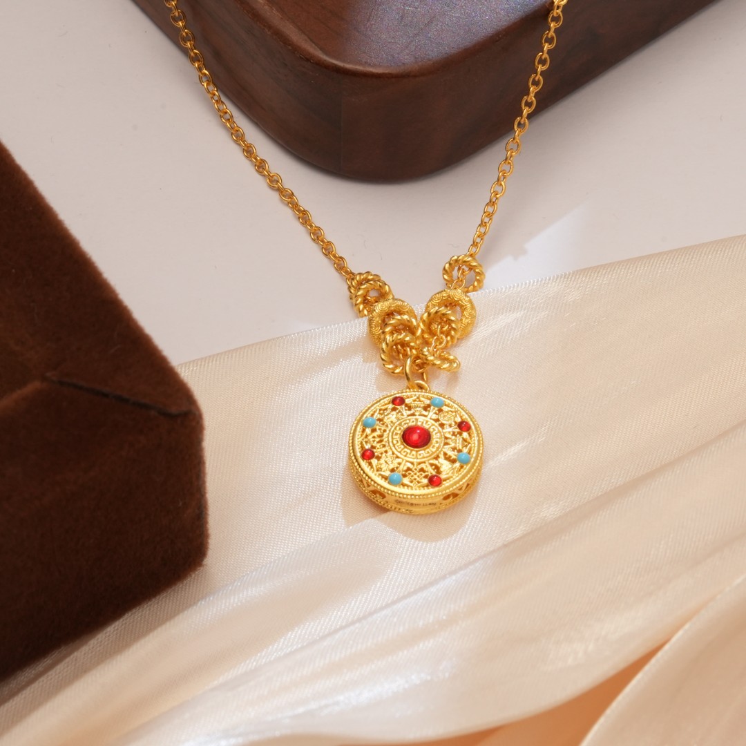 新年-X/Q【八宝罗盘珐琅套链】足金999精工5G（附加88/0）