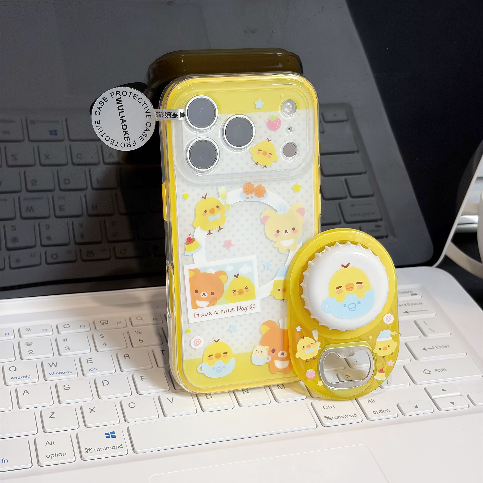 磁吸2合1双层轻松熊全包ai按键适用苹果iPhone17promax手机壳16