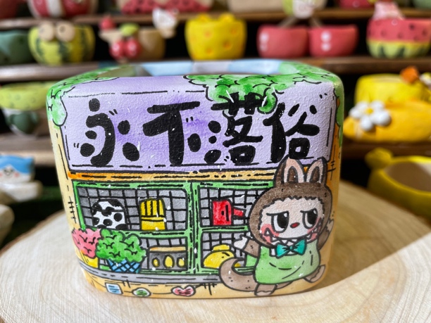 【巨土造物】多肉生石花仙人掌手工手绘花盆永不落俗