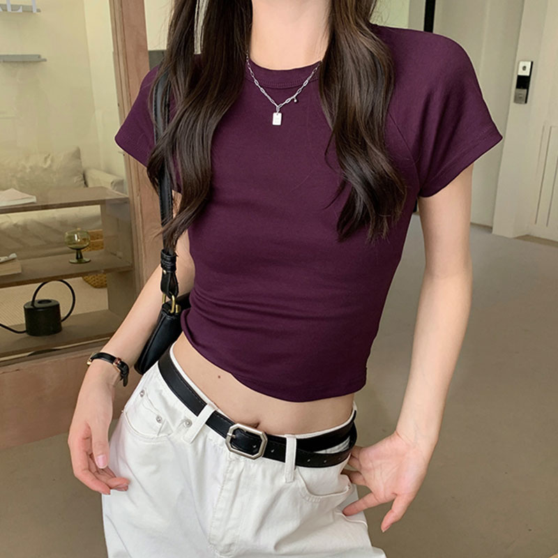 原001编码，往下滑选好码数下单即可，无需备注】纯欲修身女T恤