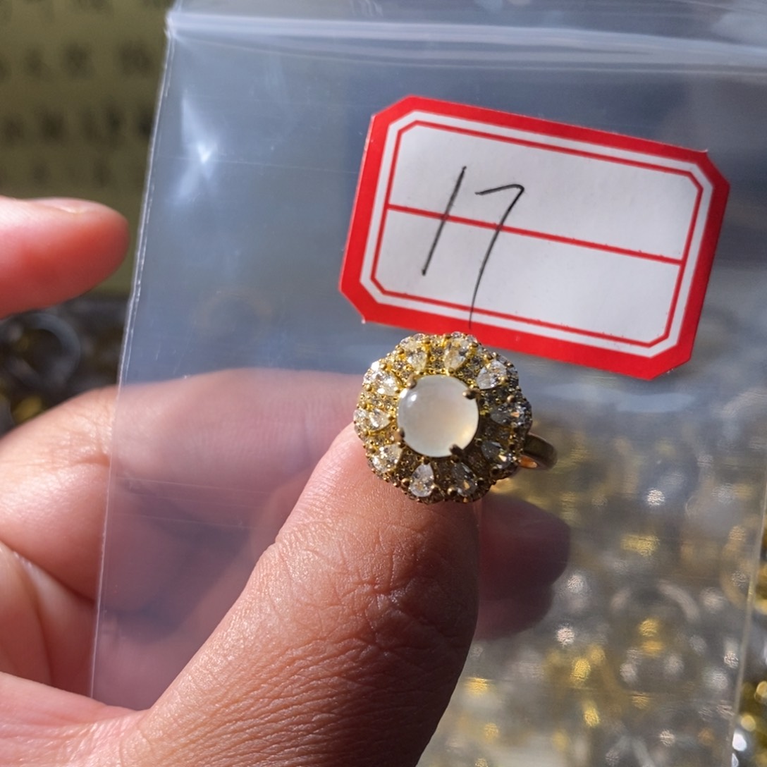 翡翠戒指银S925镶嵌翡翠