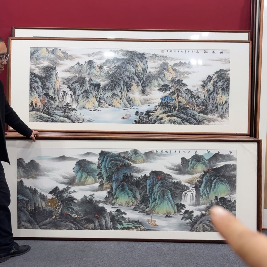 国画手绘作品带框