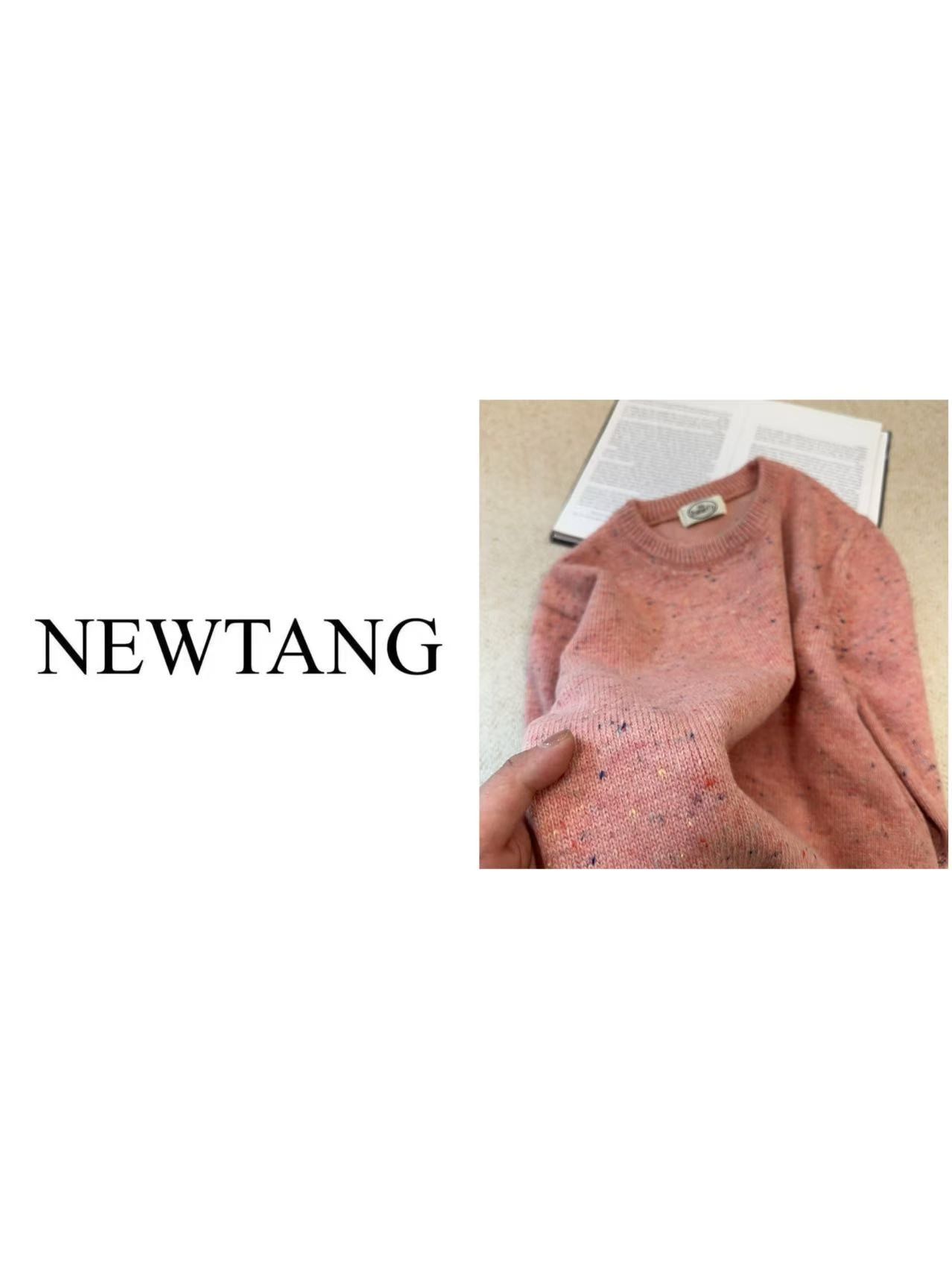 【冬至】278韩系圆领套头粉色毛衣女秋冬季软糯洋气减龄针织衫上衣