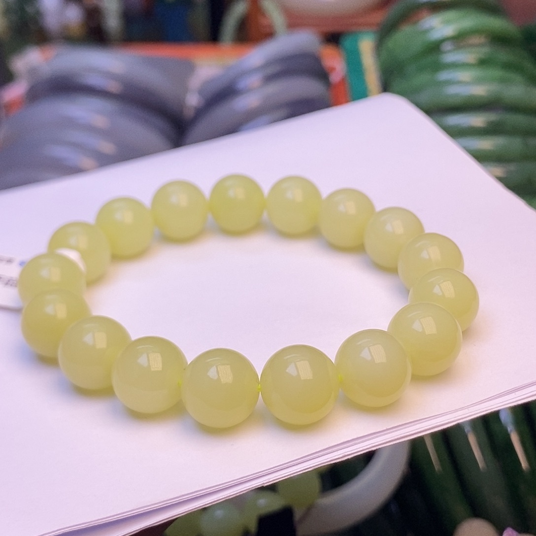 未镶嵌手链和田玉黄口老矿料脂膏手串12mm