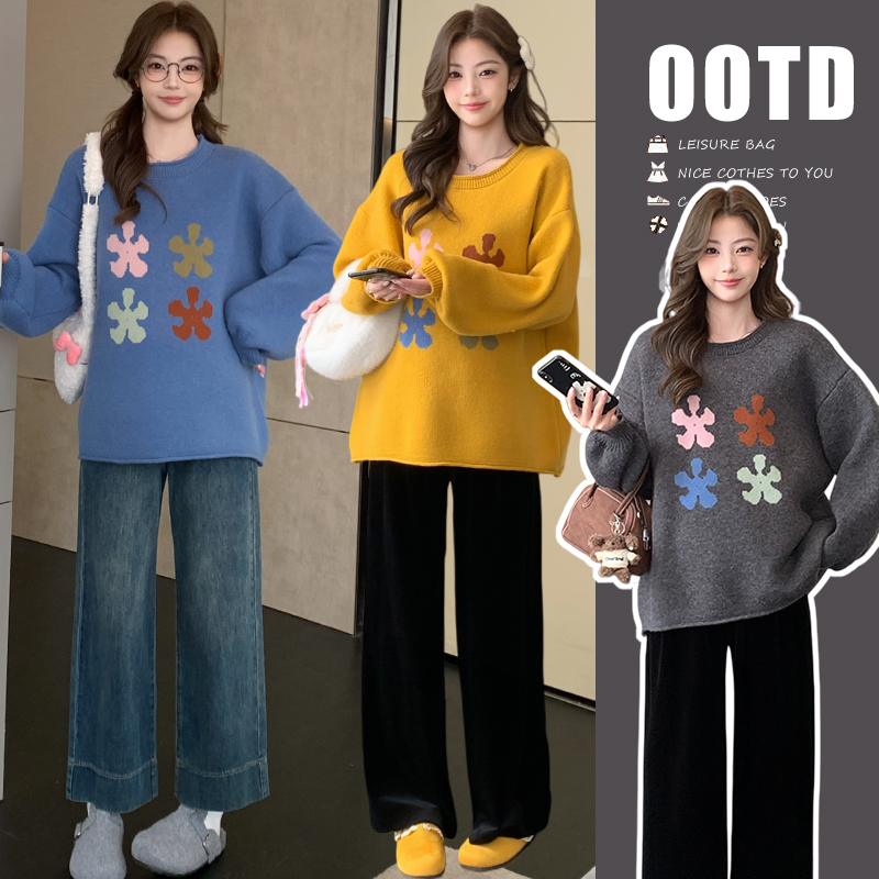 2025秋冬新款孕妇韩版套头毛衣软糯慵懒可爱风宽松保暖孕妇毛衣