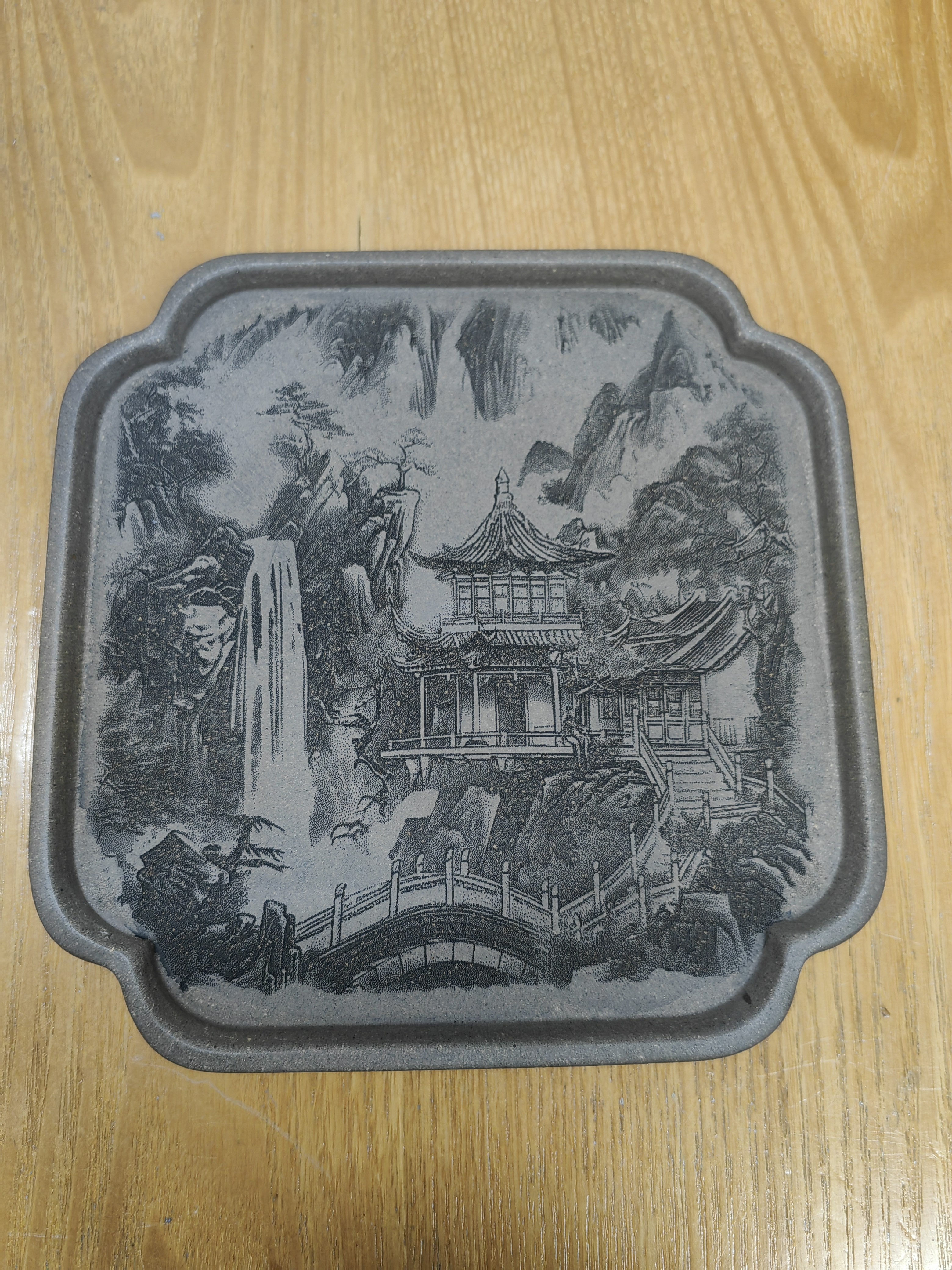 紫砂壶承 锦绣山水 壶承壶托 复古