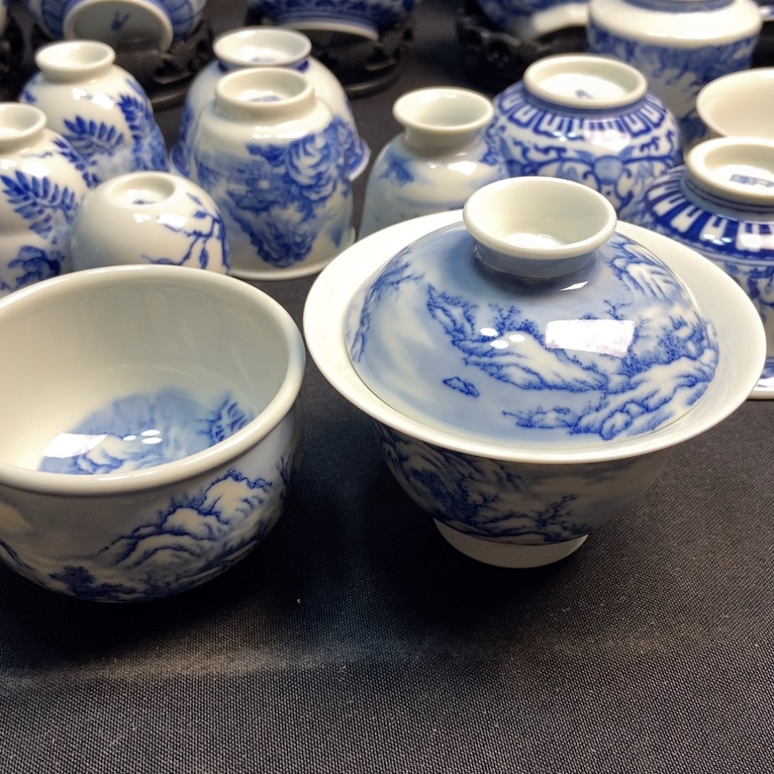 石***记陶瓷柴青花山水2才加一个杯