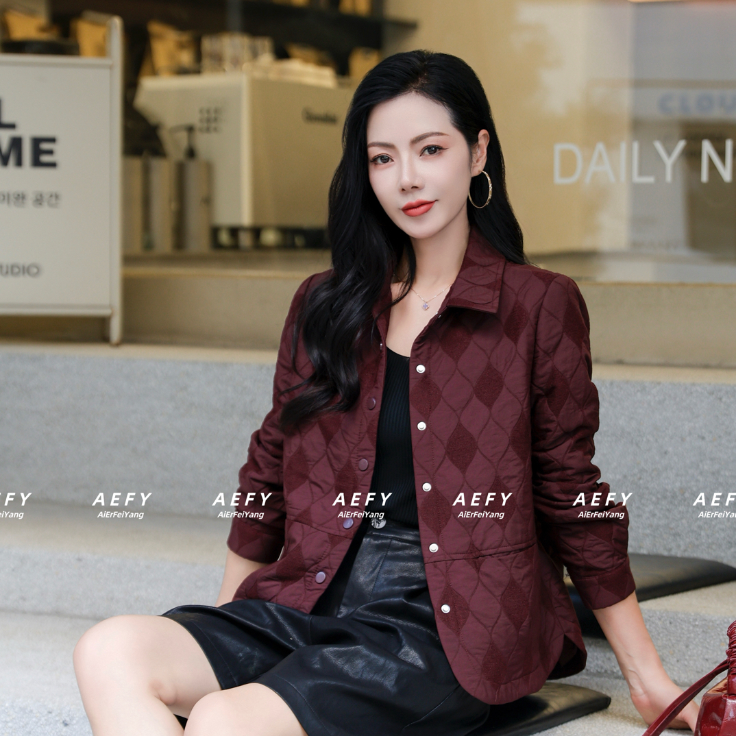 中老年女装翻领长袖外套休闲百搭洋气