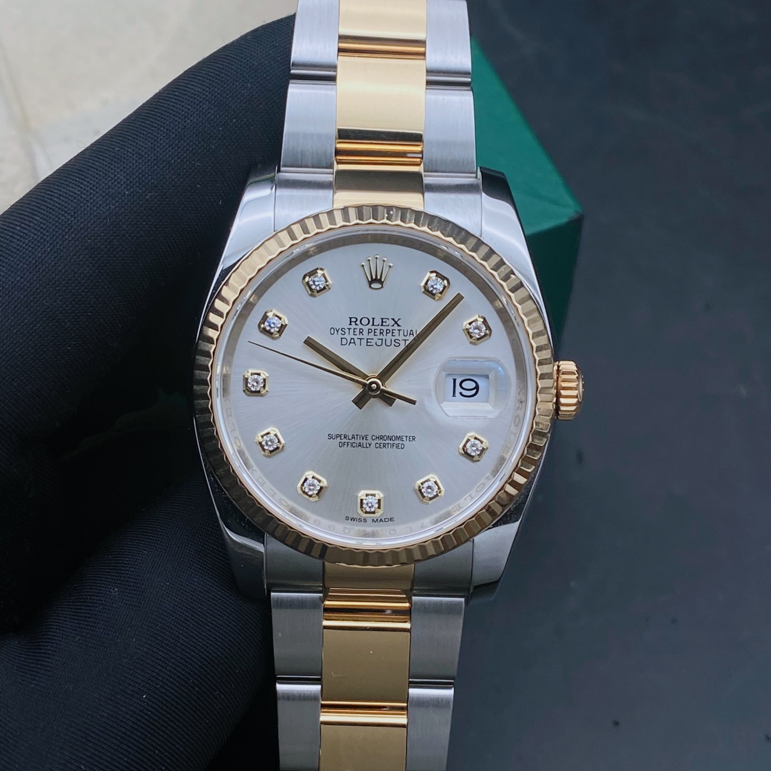 99新 Rolex/劳力士 日志116233银盘大包钻石刻度/机械男表/表径36