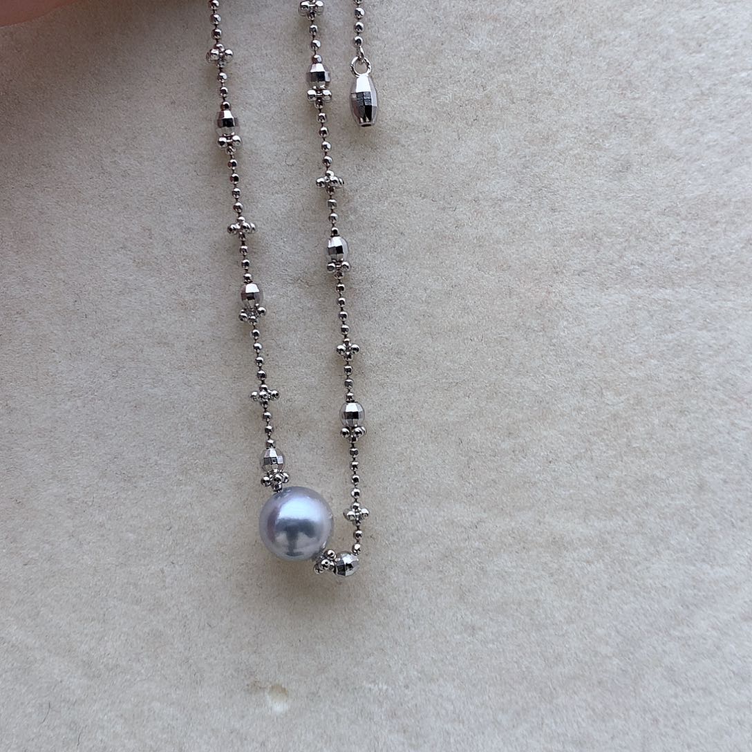 海水珍珠8mm真多麻银S925镶嵌