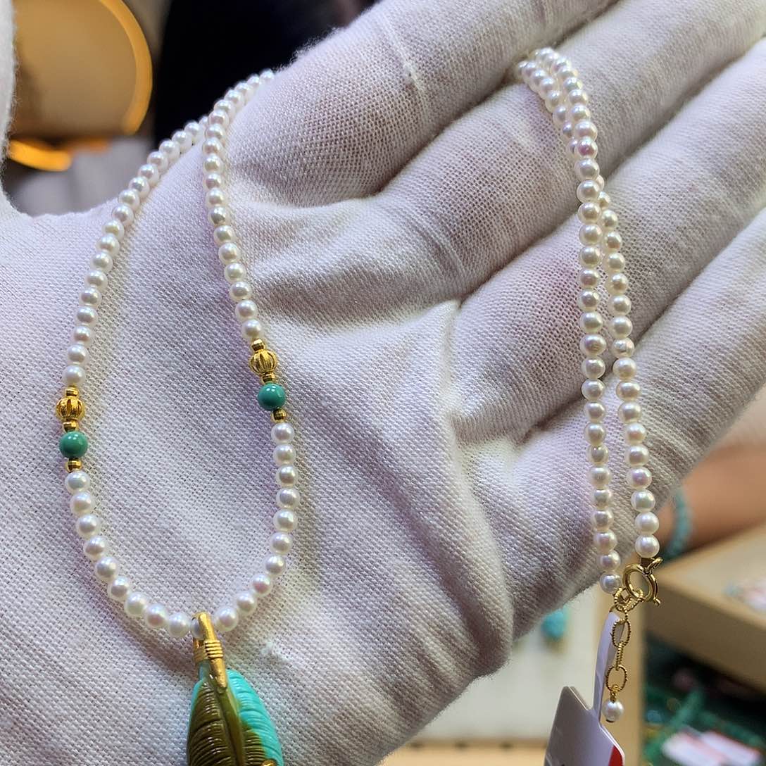 绿松石项链18K金镶嵌