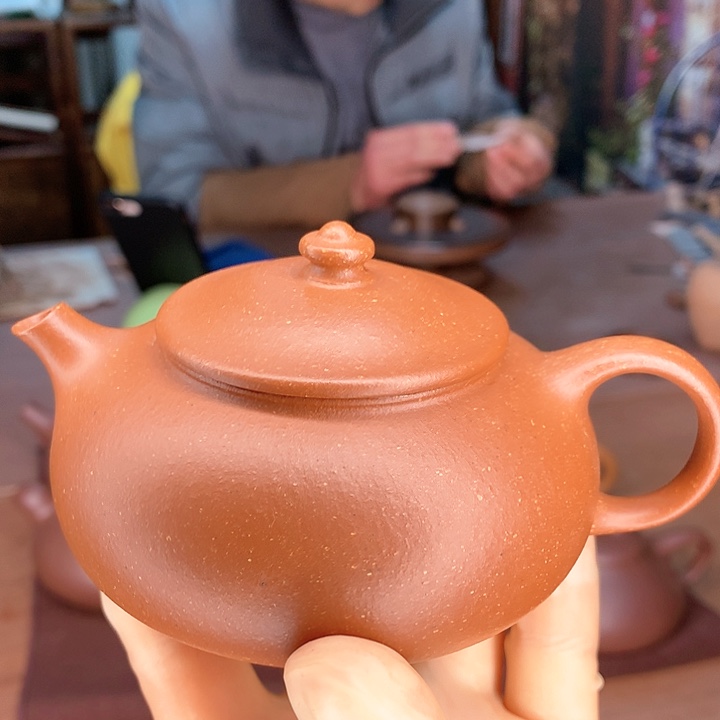 紫砂茶壶寒江壶，红降坡180cc