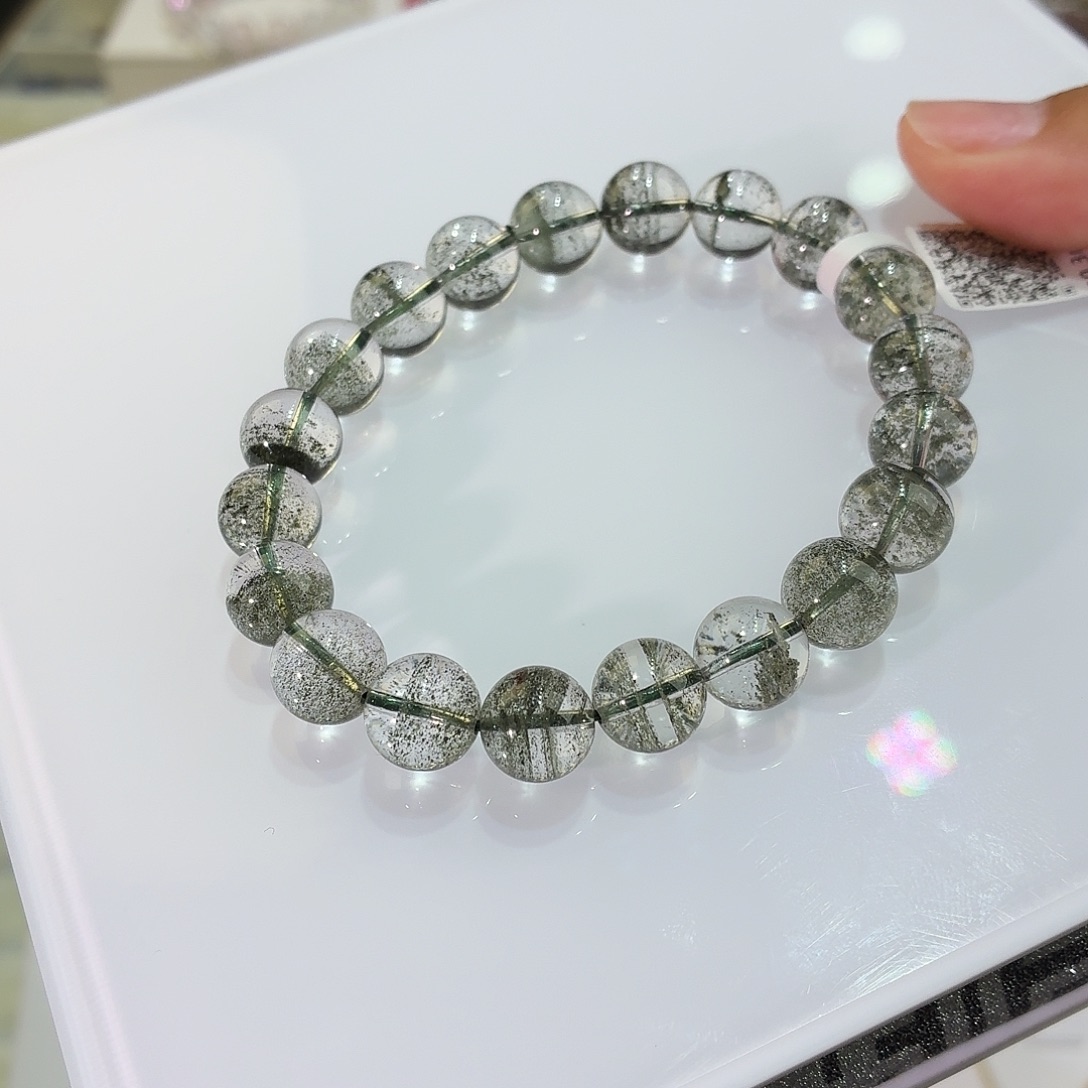 未镶嵌手链水晶  千层绿幽灵 10mm+