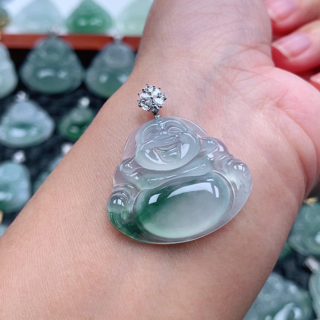 翡翠18K金镶嵌吊坠(不含链)