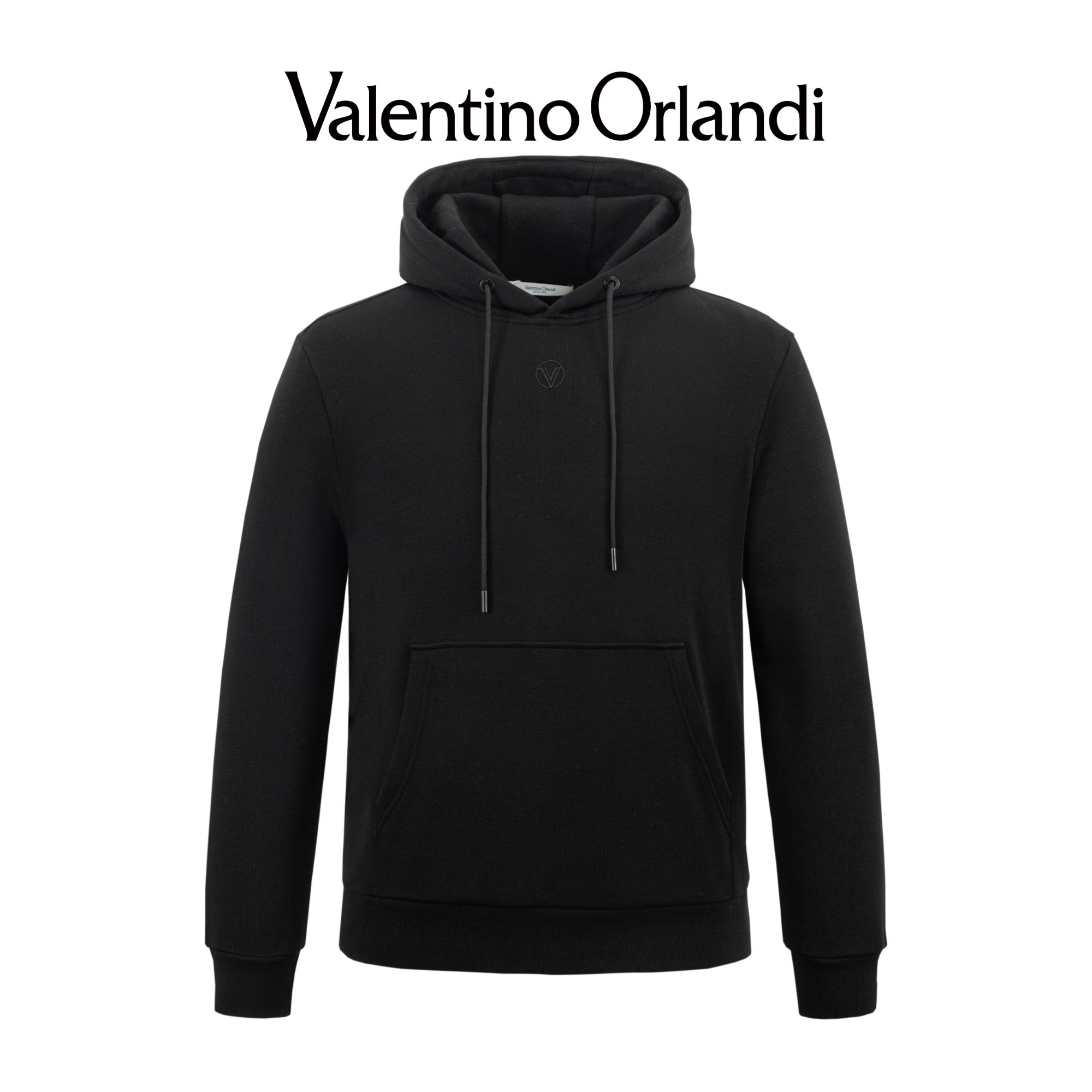 Valentino orlandi男士秋冬B版时尚百搭刺绣小标加绒连帽卫衣
