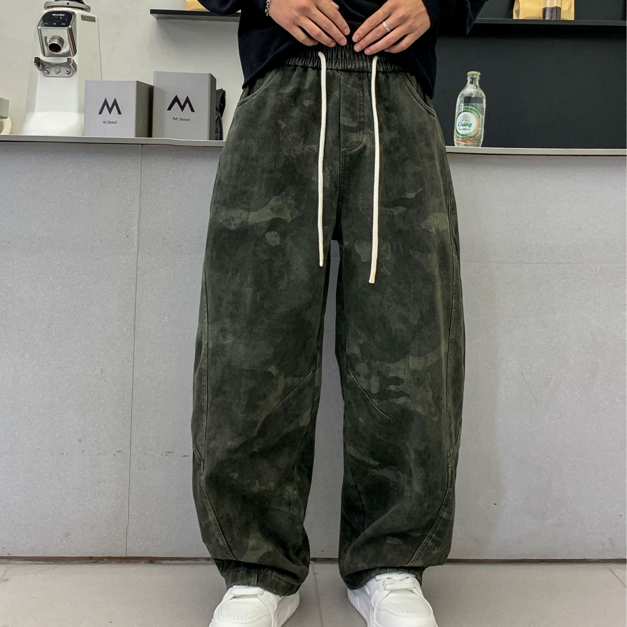 【顺丰包邮】大码多色加绒加厚迷彩水洗休闲裤弯刀裤美式复古宽松