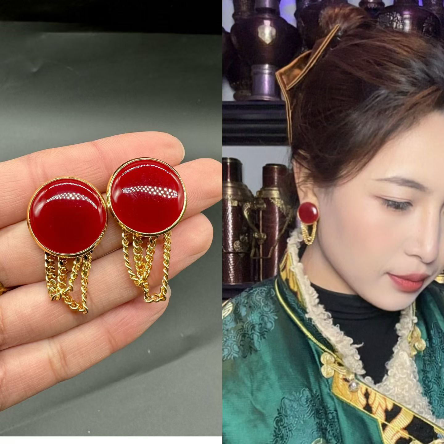 铜合金贝壳耳饰 新款民族风流苏耳钉耳耳环（耳针比较细）大气款