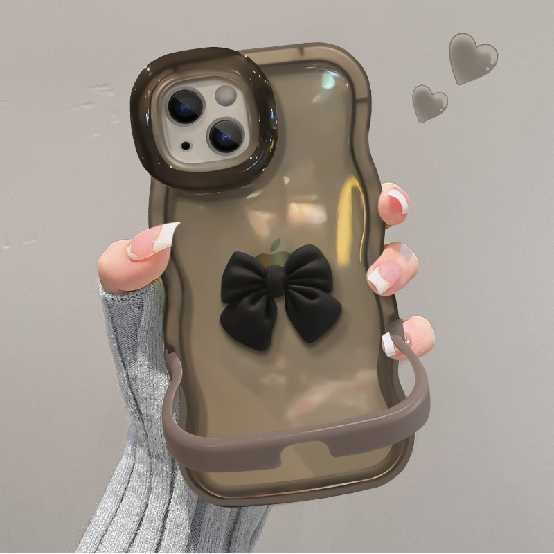 蝴蝶结公仔适用苹果15华为oppo/vivo小米iPhone板凳双支架手机壳