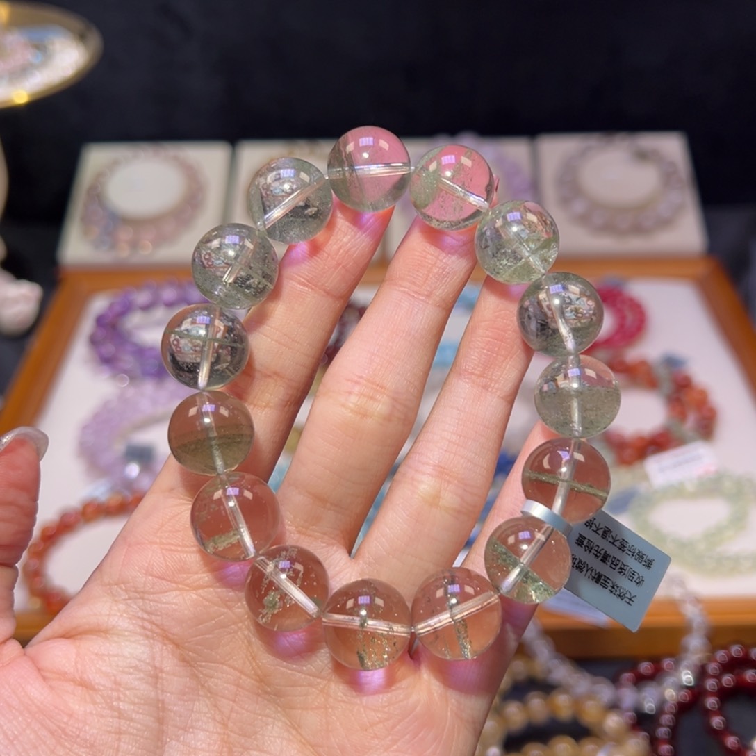 水晶手串未镶嵌14m毕业级满天星千层绿幽灵