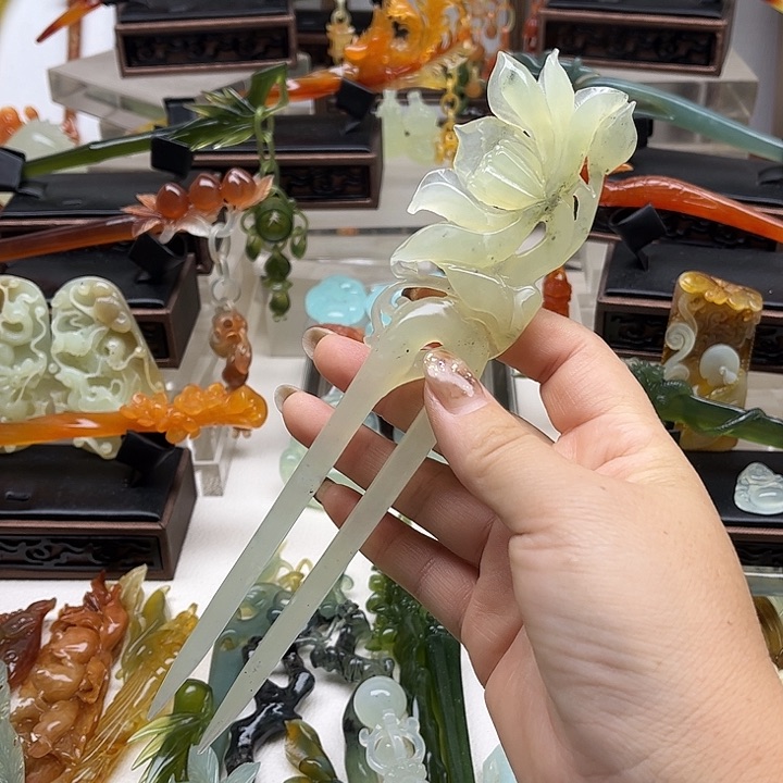 蛇纹石玉岫玉发簪未镶嵌