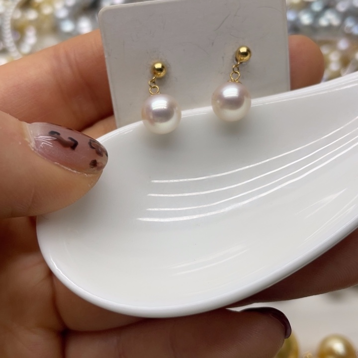 海水珍珠耳饰18K金镶嵌